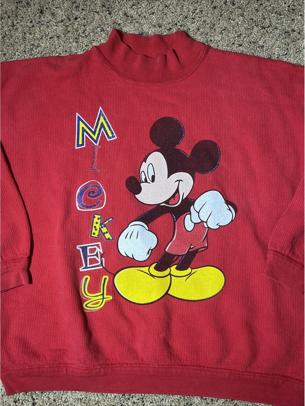 Red Mickey Thermal Shirt Mickey Unlimited Waffle Vintage Large